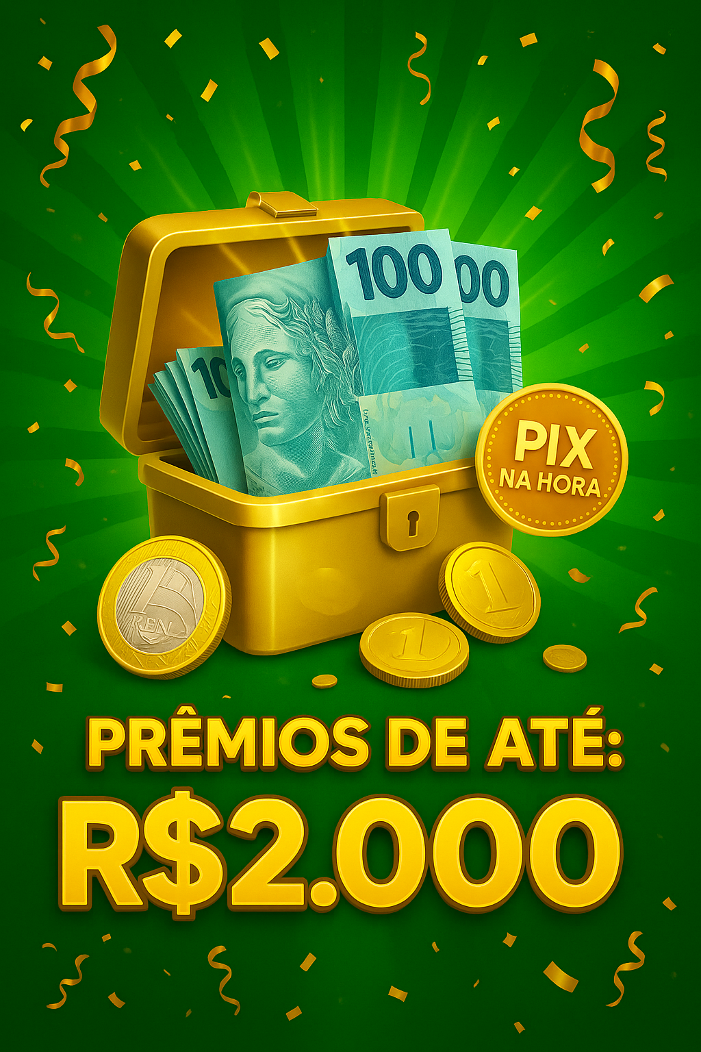 Banner TROCO PREMIADO💸 R$1,00 - até R$2.000 no PIX